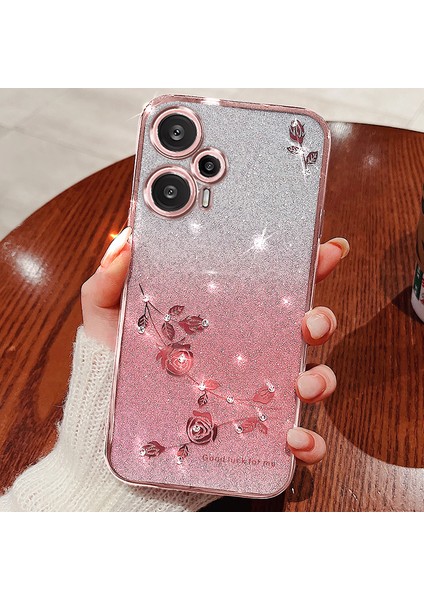 Xiaomi Redmi Note 12 Turbo / Poco F5 5g Tpu Telefon Kapağı Çiçek Rhinestone Gradient Glitter Case (Yurt Dışından)