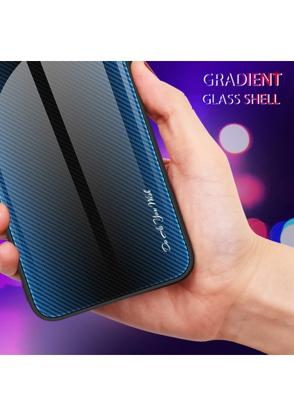 Xiaomi Redmi Not 12 4g Temperli Cam Geri Kılıf Karbon Fiber Doku Yumuşak Tpu Çerçeve Telefon Kapağı (Yurt Dışından)