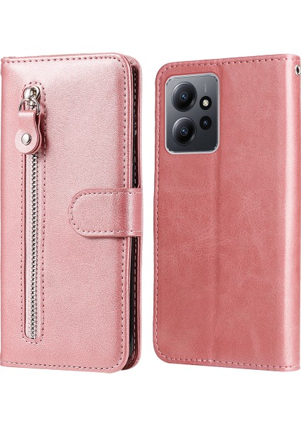 Xiaomi Redmi Not 12 4g Zipper Cep Deri Kılıf Buzağı Doku Stand Cüzdan Telefon Kapağı (Yurt Dışından)