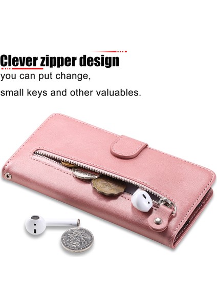 Xiaomi Redmi Not 12 4g Zipper Cep Deri Kılıf Buzağı Doku Stand Cüzdan Telefon Kapağı (Yurt Dışından)