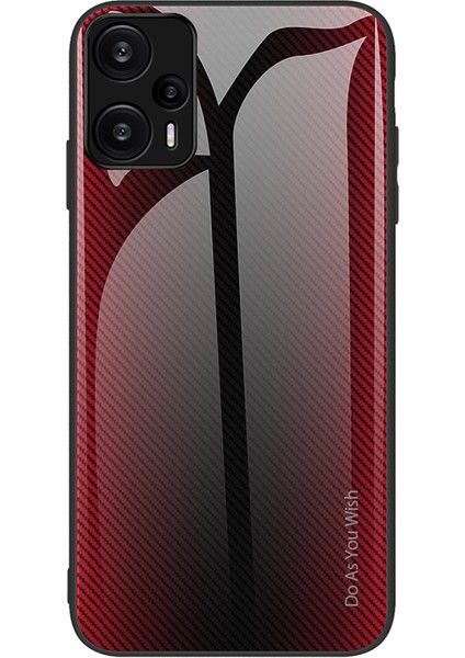 Xiaomi Redmi Note 12 Turbo / Poco F5 5g Karbon Fiber Doku Kabuk Kapağı Temperli Cam Geri+Yumuşak Tpu Telefon Kılıfı (Yurt Dışından)