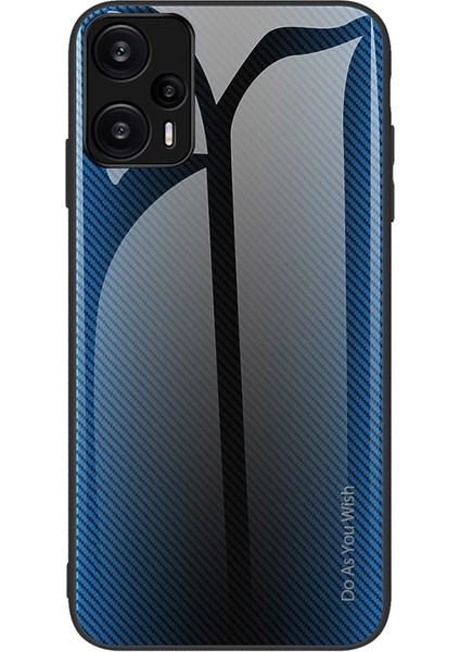 Xiaomi Redmi Note 12 Turbo / Poco F5 5g Karbon Fiber Doku Kabuk Kapağı Temperli Cam Geri+Yumuşak Tpu Telefon Kılıfı (Yurt Dışından)