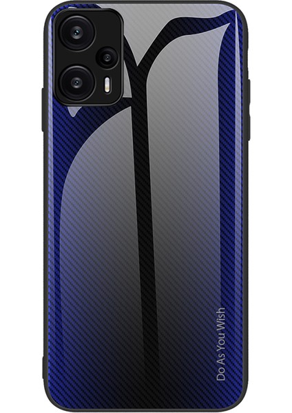 Xiaomi Redmi Note 12 Turbo / Poco F5 5g Karbon Fiber Doku Kabuk Kapağı Temperli Cam Geri+Yumuşak Tpu Telefon Kılıfı (Yurt Dışından)