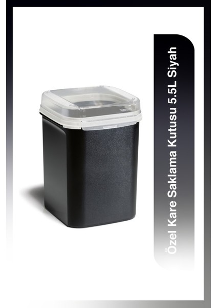 Özel Kare Saklama Kutusu 5.5l Siyah