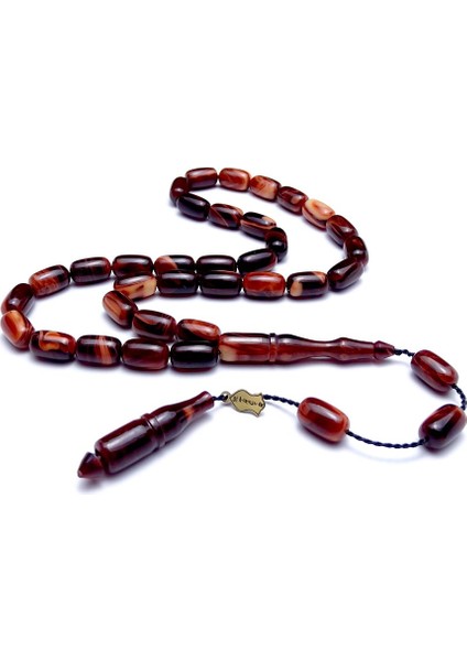 Kapsül Kesim Kahverenk Hareli Kehribar Tesbih