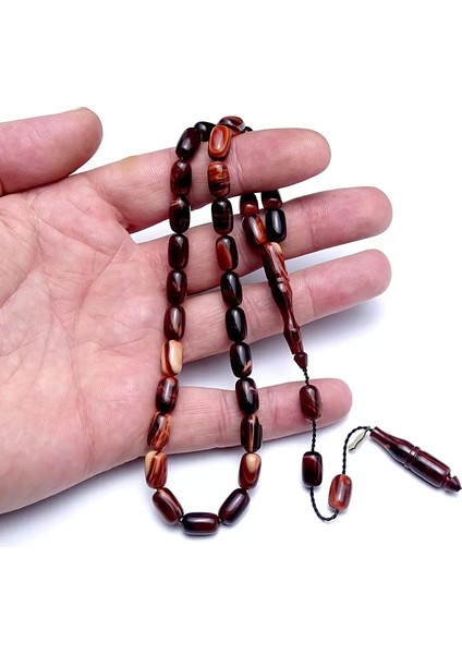 Kapsül Kesim Kahverenk Hareli Kehribar Tesbih fiyatları