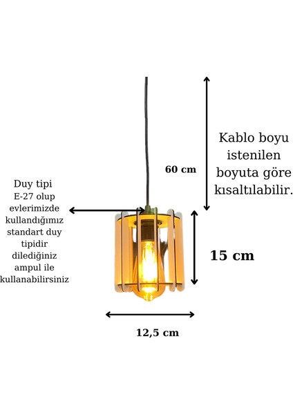 Dekoratif Rustik Ahşap Sedef Avize Beyaz