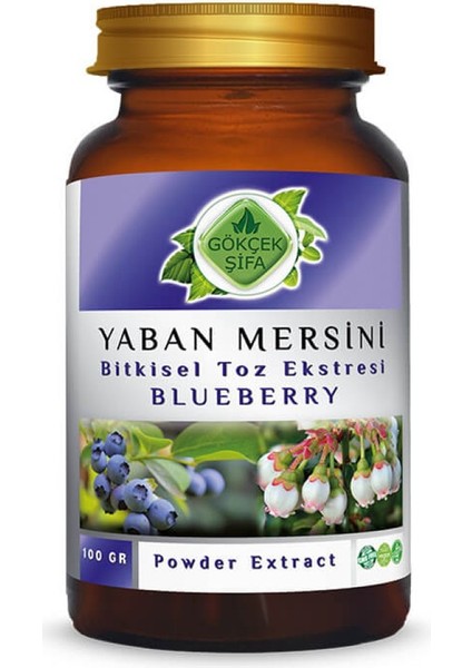 Gökçek Şifa Yaban Mersini Toz Ekstresi (Vaccinium Myrtillus)100 gr Cam Kavanoz