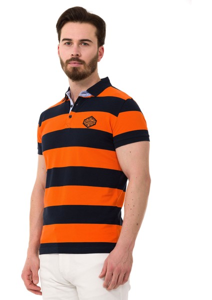 CT741 Mavi - Turuncu Erkek Tshirt