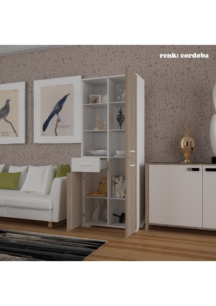 3 Kapaklı Tek Çekmeceli Raflı Banyo Dolabı Çok Amaçlı Dolap