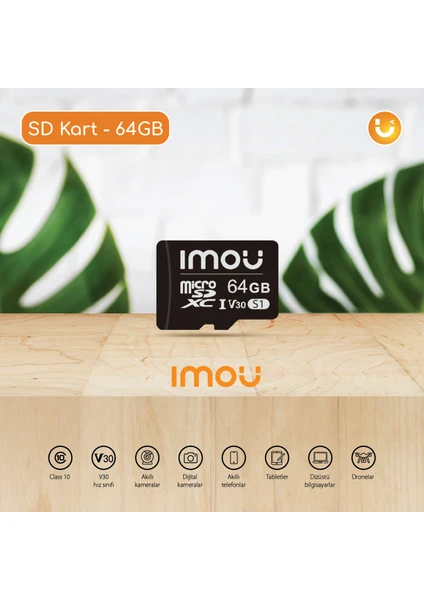 IMOU 64 GB Micro SDXC Hafıza Kartı / Class 10,U3,V30 - Video Kayıt Ekipmanlarıyla Uyumlu (ST2-64-S1)