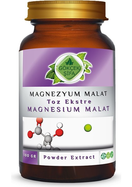 Gökçek Şifa Magnezyum Malat Toz Ekstresi (Magnesium Malate)100 gr. Cam Kavanoz