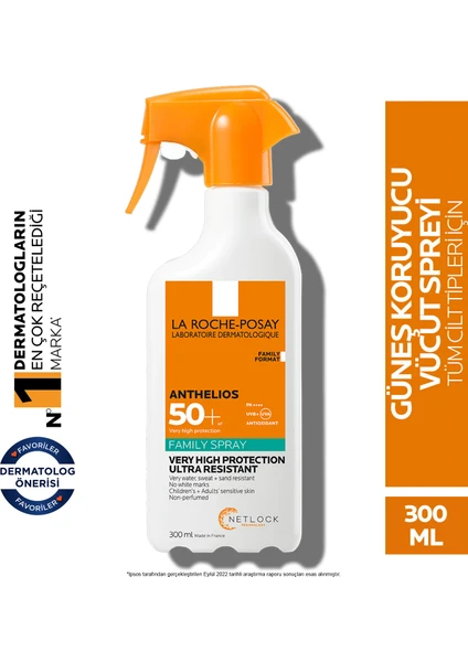 La Roche-Posay Anthelios Family Spray SPF+50  Tüm Cilt Tipleri İçin Vücut Güneş Kremi