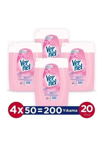 Çamaşır Yumuşatıcısı 4 x 5 Lt (200 Yıkama) Gülün Büyüsü