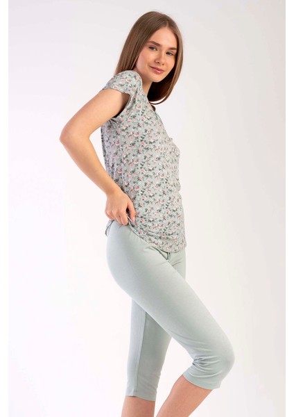 Kadın Vıscon V Yaka Kısa Kol Kaprili Pijama Takım modelleri