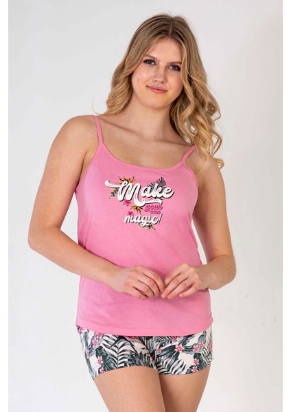 Pamuklu Kadın Ip Askılı Şortlu Pijama Takım