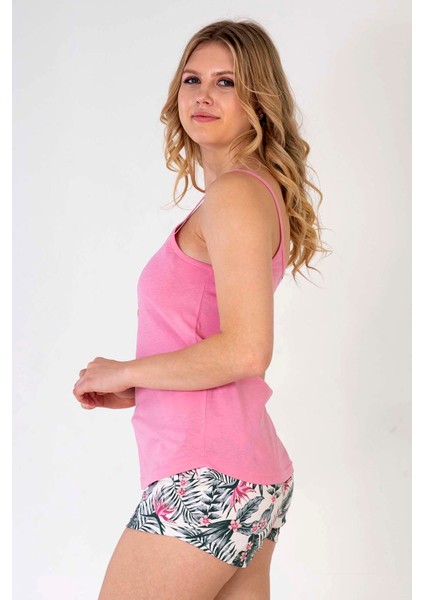Pamuklu Kadın Ip Askılı Şortlu Pijama Takım