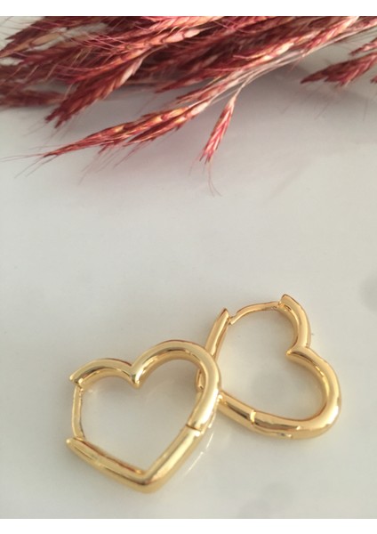 Tasarım Kalp Küpe Gold