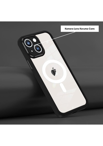 Apple iPhone 14 Plus Kılıf Magsafe Guard Silikon Kılıf (Kablosuz Şarj Destekli) Siyah