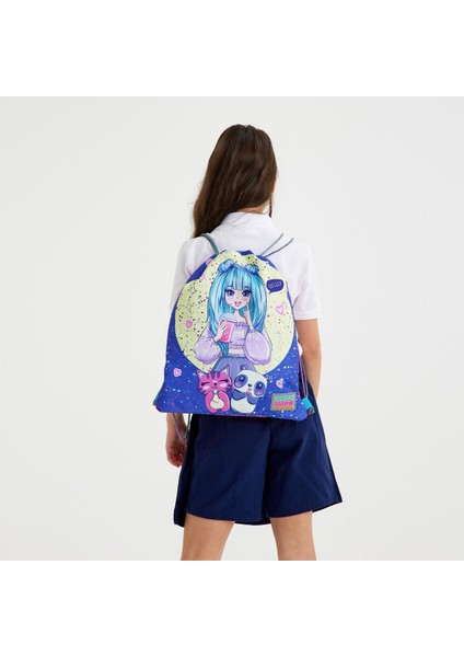 Kids Mor Pembe Anime Kız Desenli Ipli Büzgülü Sırt Çantası 22435 fiyatları