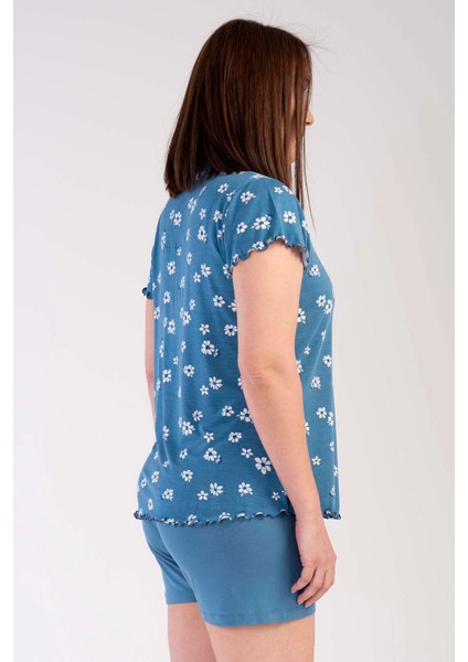 Kadın Vıscon Büyük Beden V Yaka Kısa Kol Şortlu Pijama Takım modelleri
