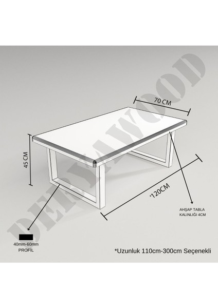 Masif Ahşap Holz Orta Sehpa 70*100*45 cm