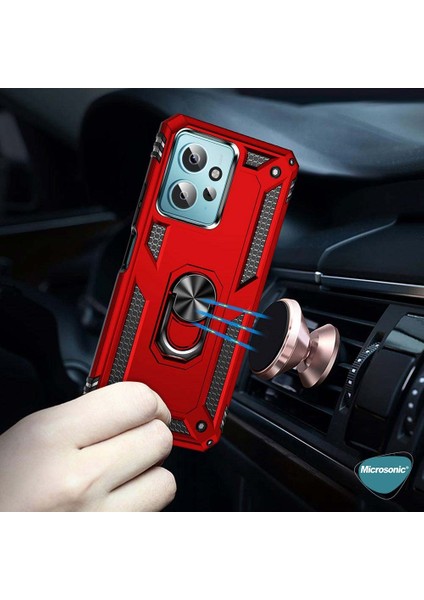 Xiaomi Redmi Note 12 4g Kılıf Military Ring Holder Kırmızı modelleri