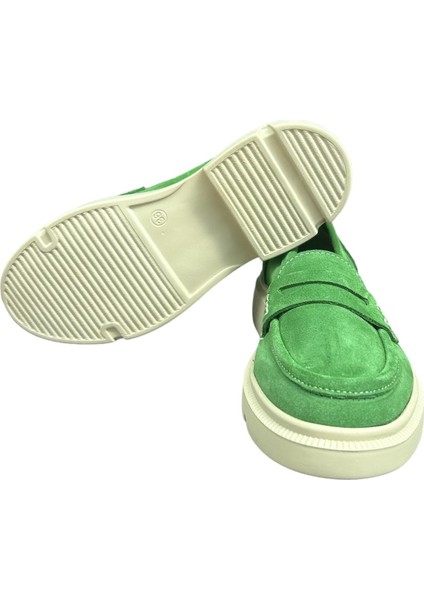 Yeşil Süet Kadın Loafer modelleri