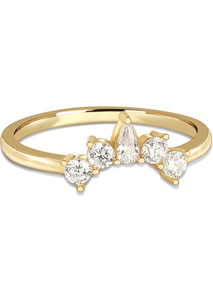 Ria Yüzük Frame 1 Mikron 18 Ayar Altın Kaplama (925 Ayar Gümüş Üzerine), Zirkonyum