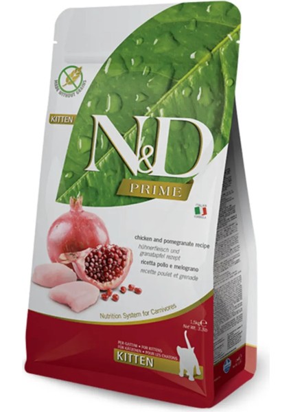 Nd Prime Tavuklu ve Narlı Tahılsız Yavru Kedi Maması 1.5 kg