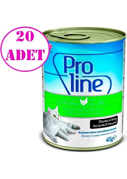 ProLine Tavuklu Yetişkin Kedi Konservesi 415 Gr 20 AD