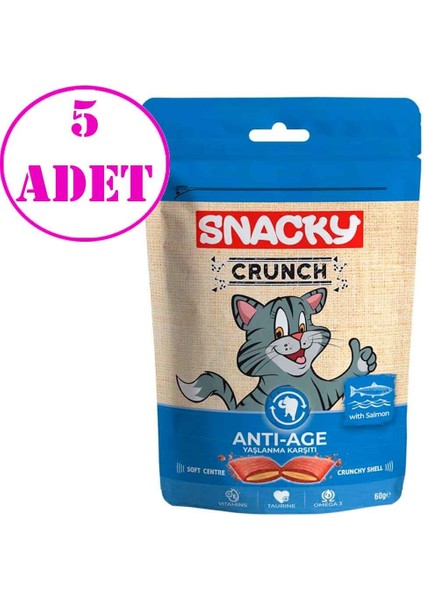 Crunchy Somonlu Kedi Ödülü Anti-Age 60 gr 5 Ad