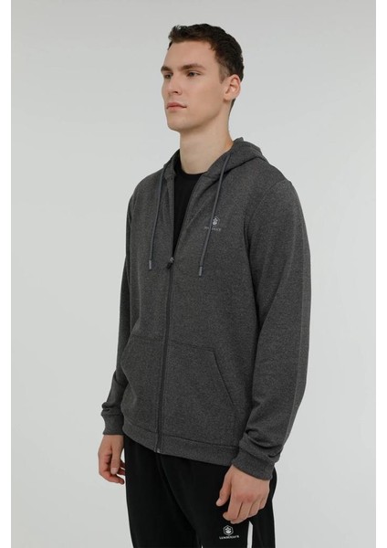 Basic Full Zip Hoodie Gri Erkek Eşofman Üstü M-SN72 101349757