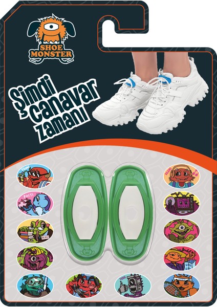 Shoe Monster Standart - Yeşil Beyaz Ayakkabı Aksesuarı