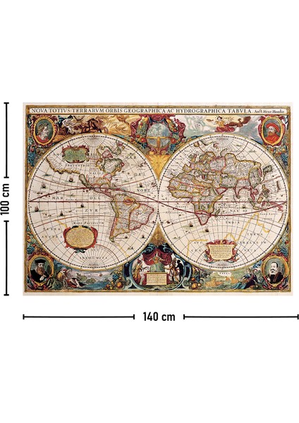 Antik Dünya Hondius 1630 Yeni Dünya Haritası Duvar Örtüsü Halısı