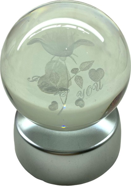 I Love You Gül Figürlü Renkli Işıklı Cam Küre 709466