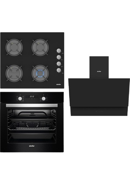 Siyah Cam Ankastre Set ( 7327-8703-3500 )