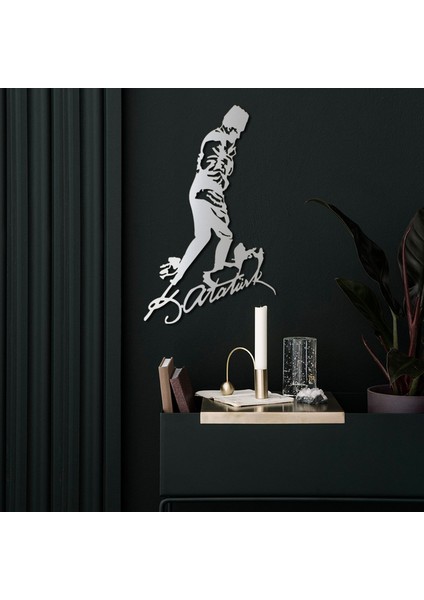 Atatürk Metal Duvar Tablosu - 70 cm Altın - Ev ve Ofis Dekorasyonu - Atatürk İmza Tablosu Kocatepe - Atatürk Portre - Tablolar APT741