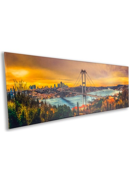 Kanvas Tablo, Istanbul Boğazı Tablosu, Yatay Istanbul Manzarası Tablo - 80X30 Cm, 53X20 cm Seçenekli