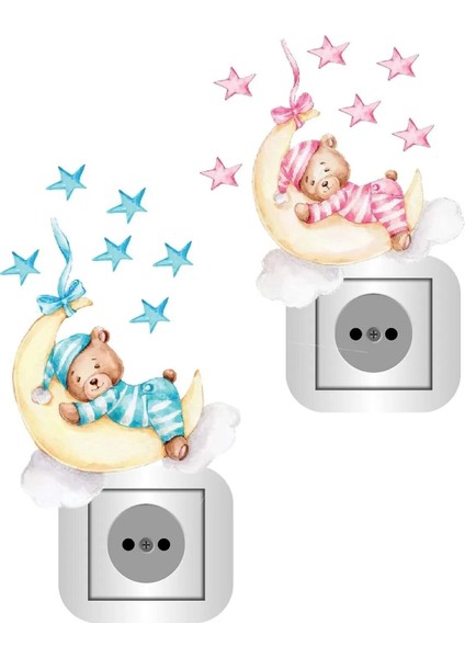 Pijamalı Ayıcıklar 2 Adet Priz Sticker Seti