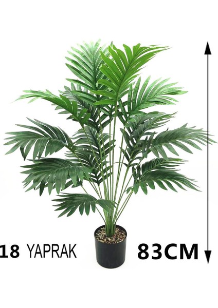 Yapay Ağaç Salon Bitkisi Areka Palmiye 83CM 18 Yaprak Plastik Siyah Saksıda