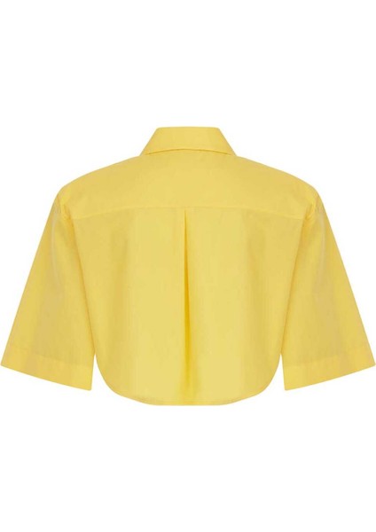 Crop Poplin Kadın Gömlek Sarı Y2313538_009