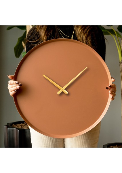 Earthy Metal Kırmızı Duvar Saati - 48 cm - Welcoming Red - Metal Duvar Dekorasyonları - APS111