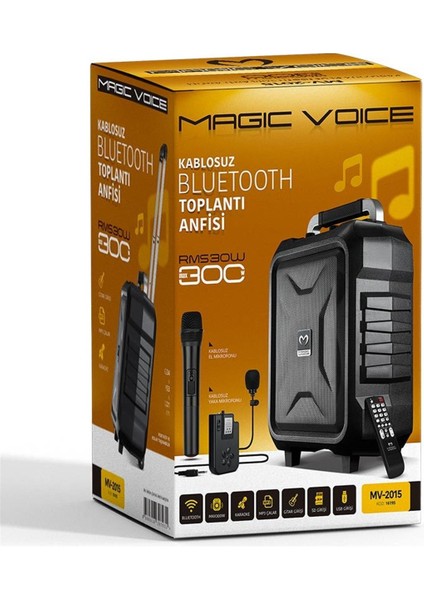 Magıcvoıce MV-2015 Vhf El+Yaka Mikrofonlu Usb*sd*bt/taşınabilir Seyyar Anfi
