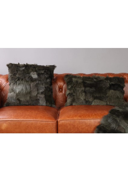 Siyah Toskana Doğal Kürk Koltuk Şal Takımı Şal 50 x 180 cm, Yastık 50 x 50 cm, Bel Yastığı 35 x 60 cm modelleri