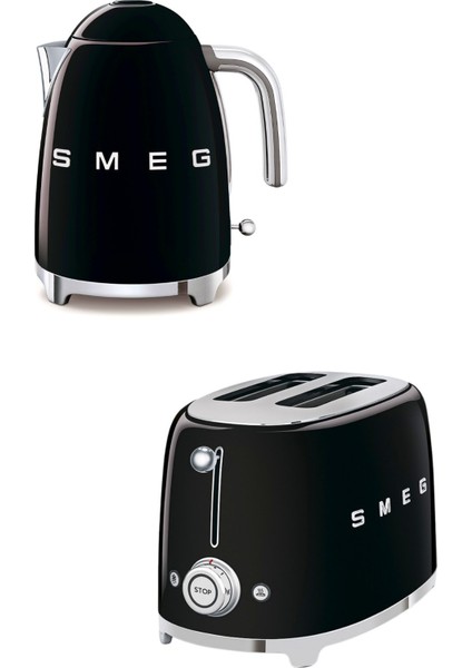 Smeg Siyah Kettle ve 2x1 Ekmek Kızartma Makinesi SETI-KLF03-TSF01BL1