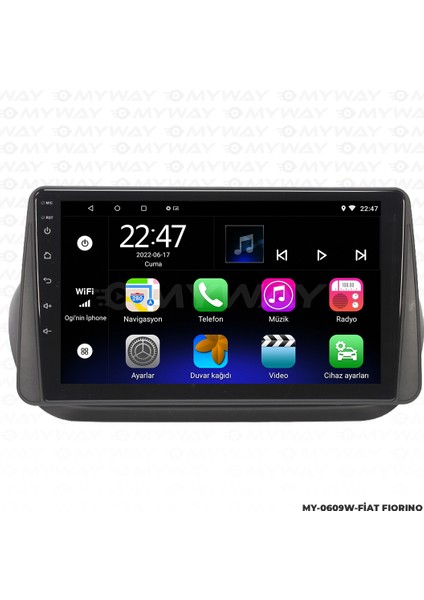 Fiat Fiorino Android 12 Kablosuz Carplay Navigasyon Multimedya Ekran Teyp - MY-0609W-FİAT Fiorino