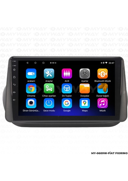 Fiat Fiorino Android 12 Kablosuz Carplay Navigasyon Multimedya Ekran Teyp - MY-0609W-FİAT Fiorino