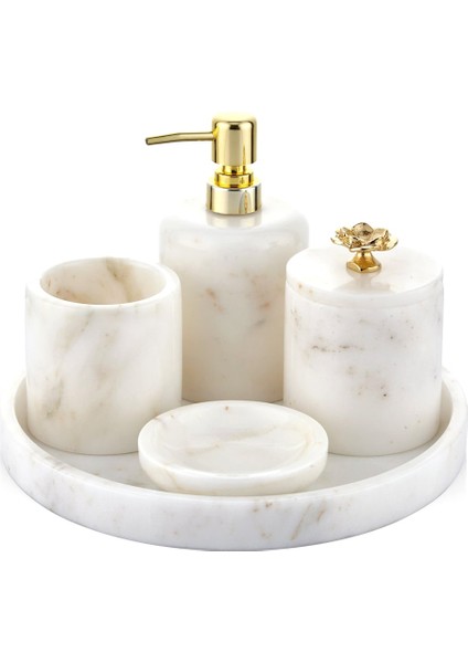 Setabıanca Evza Mermer Banyo Seti Lotus Beyaz