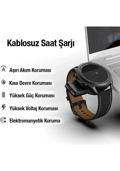 Polham USB ve Type C Girişli 2.5W Samsung Galaxy Watch Serisi Akıllı Saat Aleti, Akım Korumalı Şarj